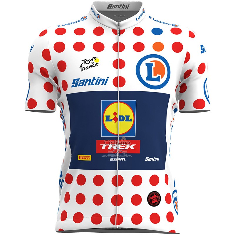 Lidl Trek Ropa Ciclismo Culotte Corto 2023 Hombre Mangas Cortas Blanco Rojo Spot
